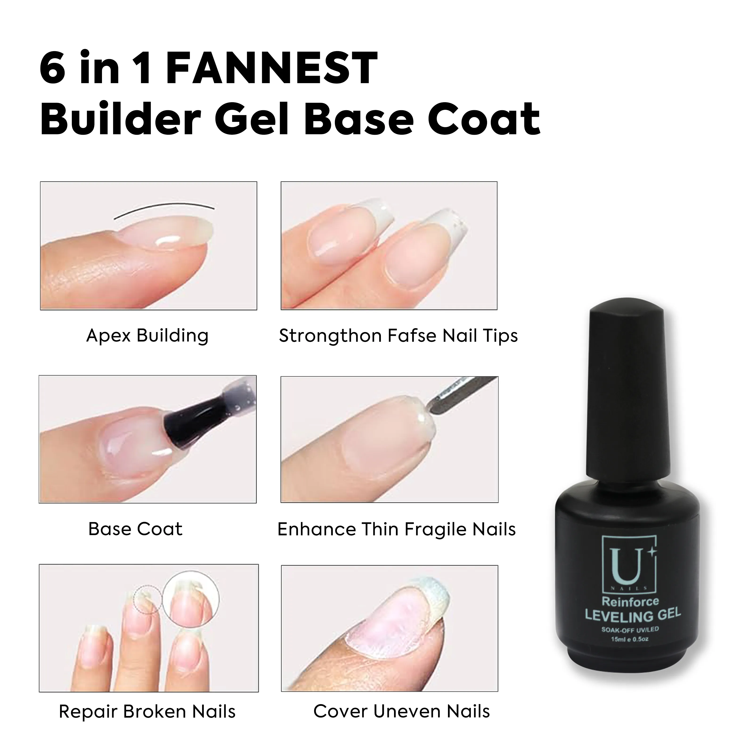 Custom Self Leveling Gel Polish 6 in 1 Builder Gel Base Coat (2)