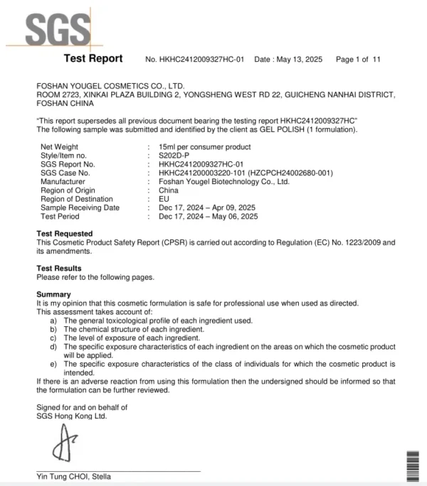 Premier Gel Polish Manufacturer with CPSR-certification