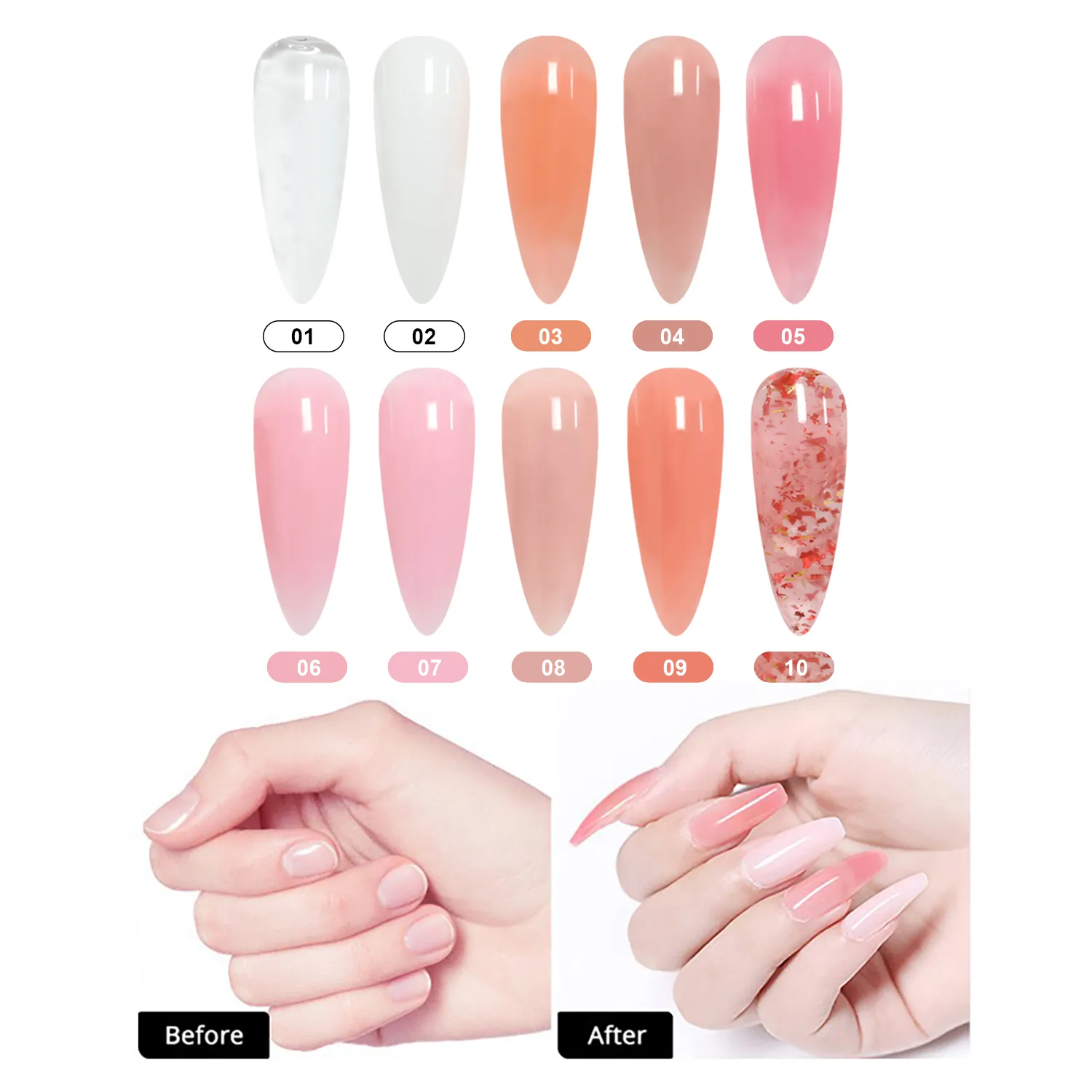 10 couleurs de gel antiadhésif solide pour extension de main en gros (1)