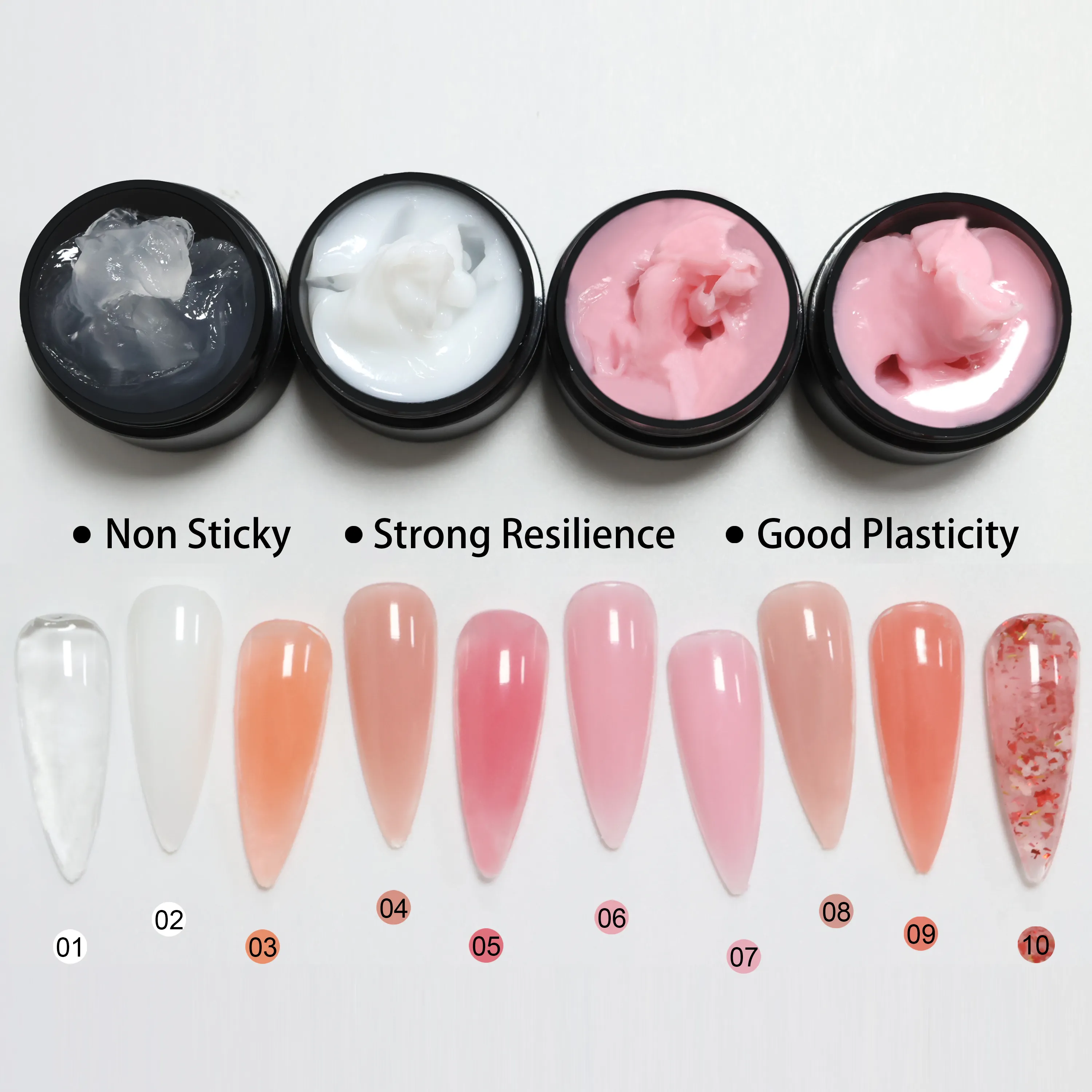 10 couleurs de gel antiadhésif solide pour extension de main en gros (3)