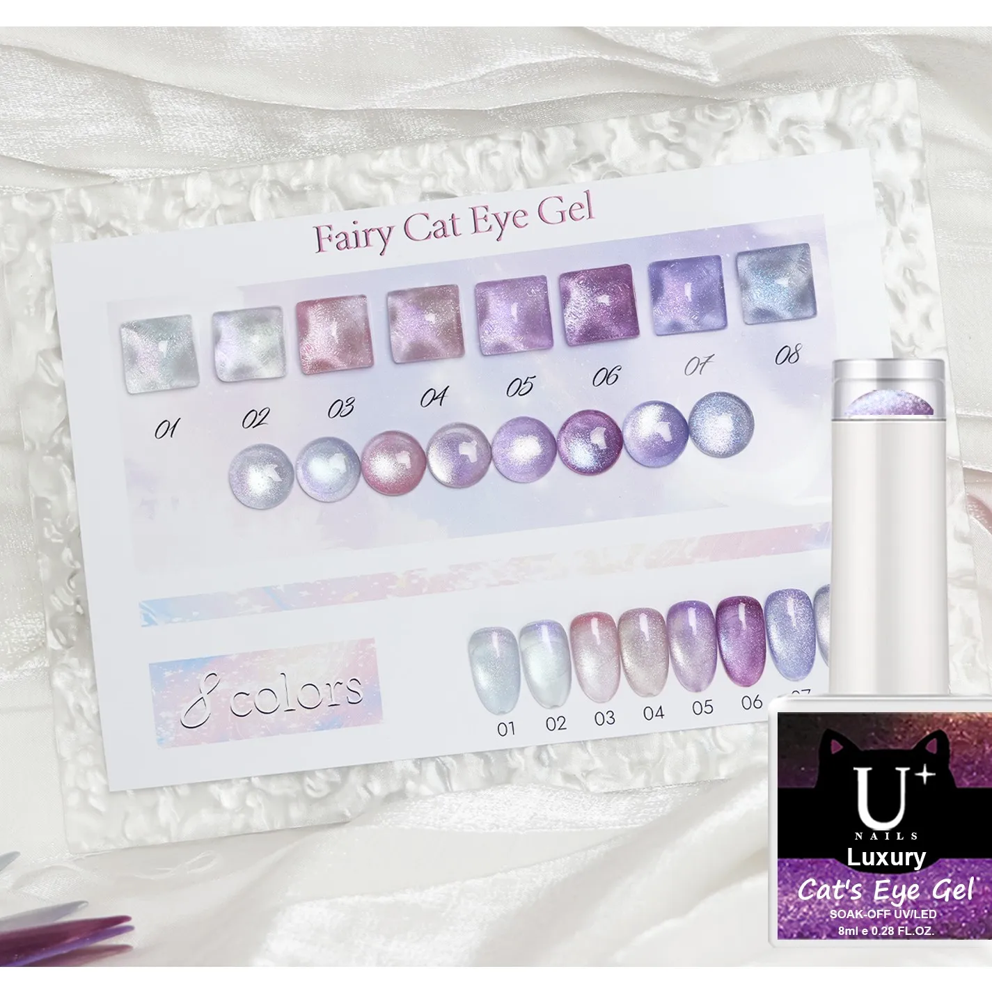 Esmalte de Uñas de Gel Hada de Hielo de Porcelana Personalizado 8 Colores No-Tóxico Esmalte de Uñas de Gel Ojos de Gato - Imagen 2