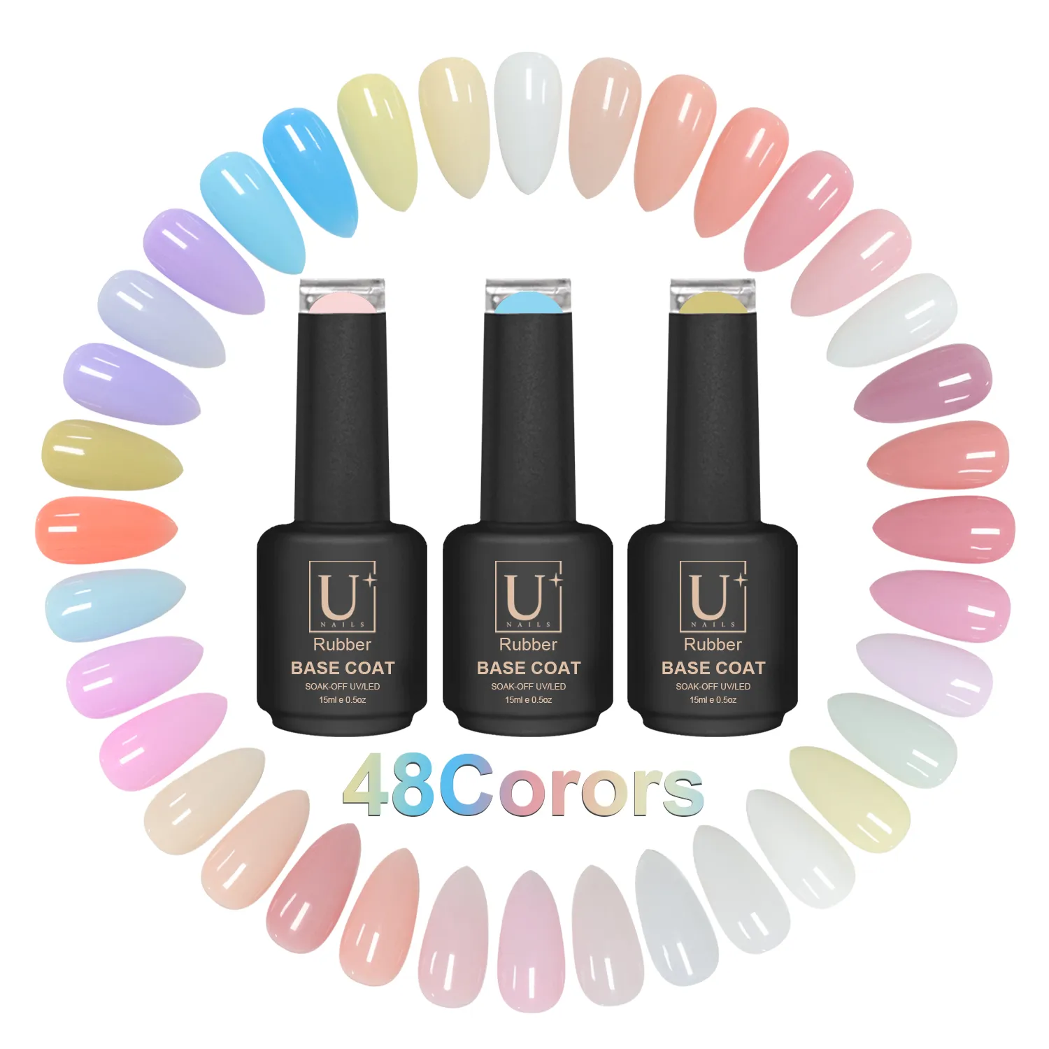 Private Label Color Rubber Base Gel 64 Colors (6)