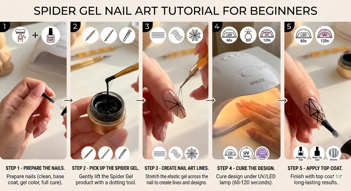 Spider Gel Nail Art Tutorial for Beginners