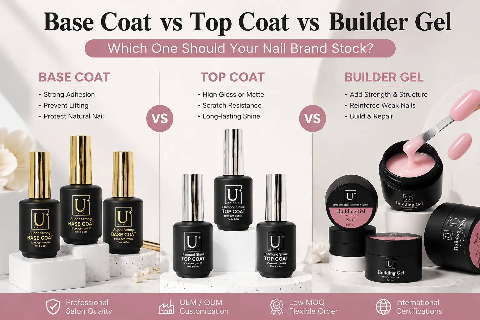 Base Coat vs Top Coat vs Builder Gel Which One Should Your Nail Brand Stock