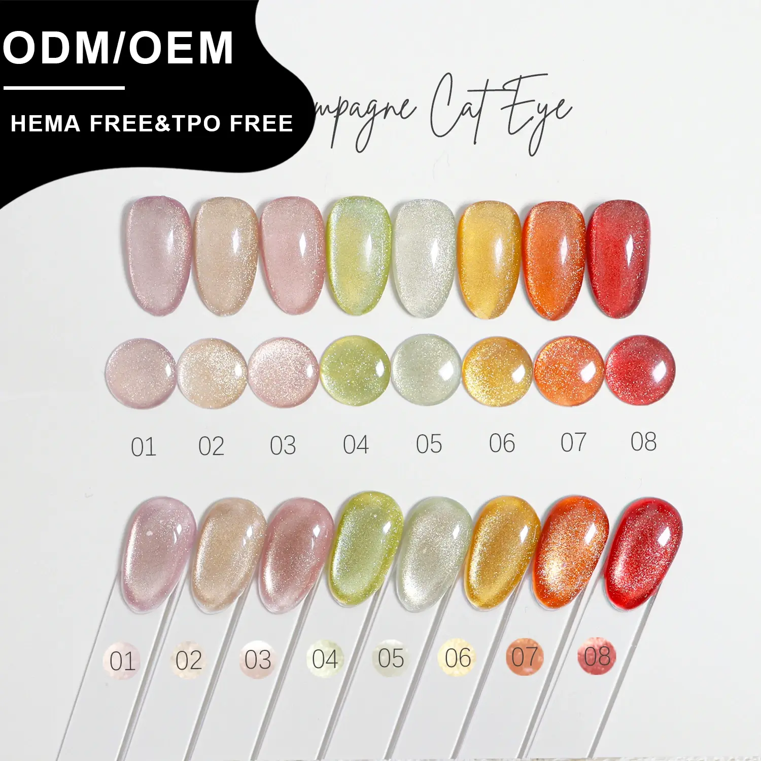 Custom Magnet Cat Eye Nail-HEMA TPO-Free 8 Colors Champagne Golden Gel Wholesale-2