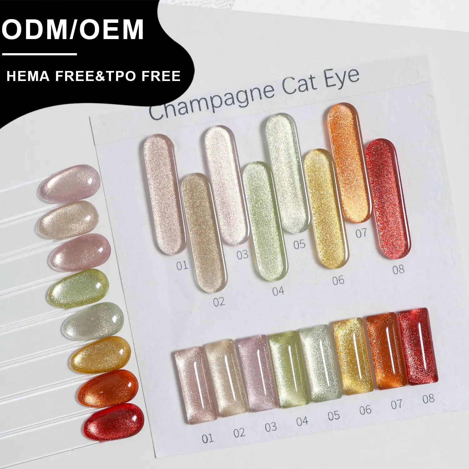 Custom Magnet Cat Eye Nail-HEMA TPO-Free 8 Colors Champagne Golden Gel Wholesale-5