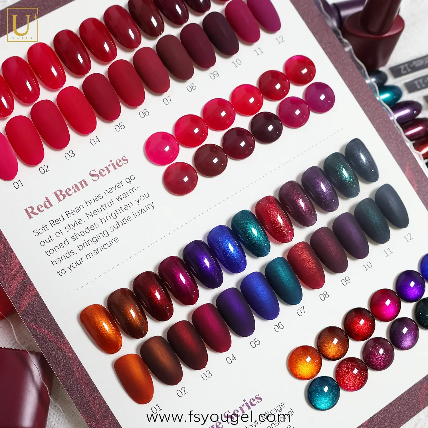 Gel Polish Collections for 2026 Holiday Nail Trends-Red Bean Series 1