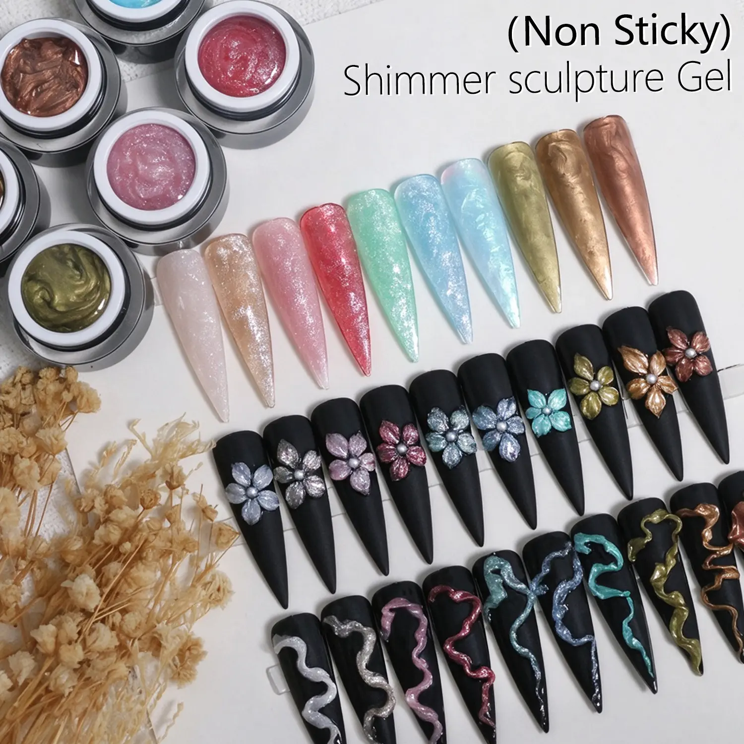 Custom Non-Sticky Shimmer Sculpture Gel HEMA-Free-4