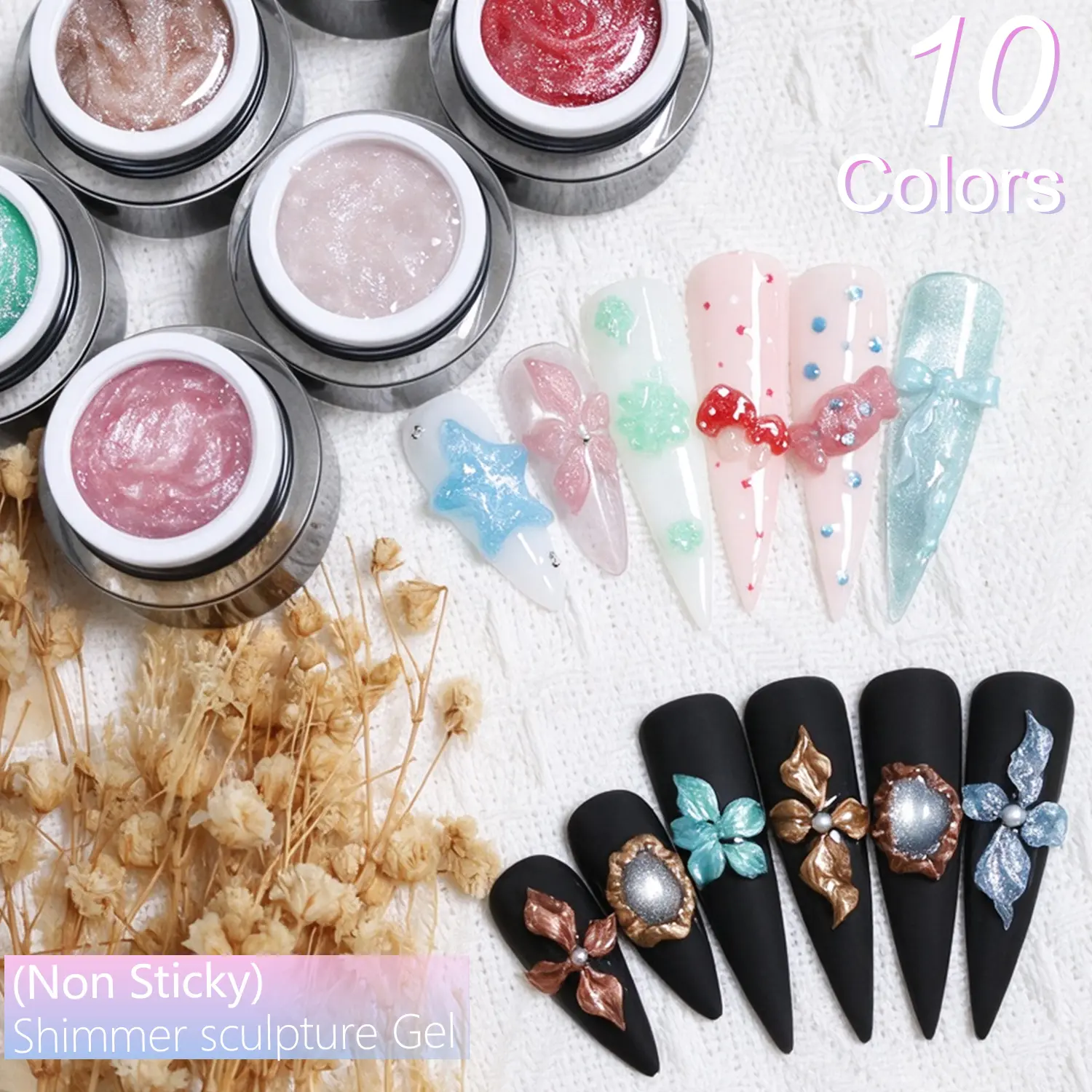 Custom Non-Sticky Shimmer Sculpture Gel HEMA-Free-5
